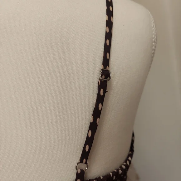 Skylar+Madison Midi Brown Polkadot Flowing Cutout Swing Summer Dress Size Small - Picture 4 of 7